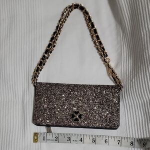 NWT Kate Spade NEWYORK legant Glitter Long Slim Wallete with Chain Strap‎